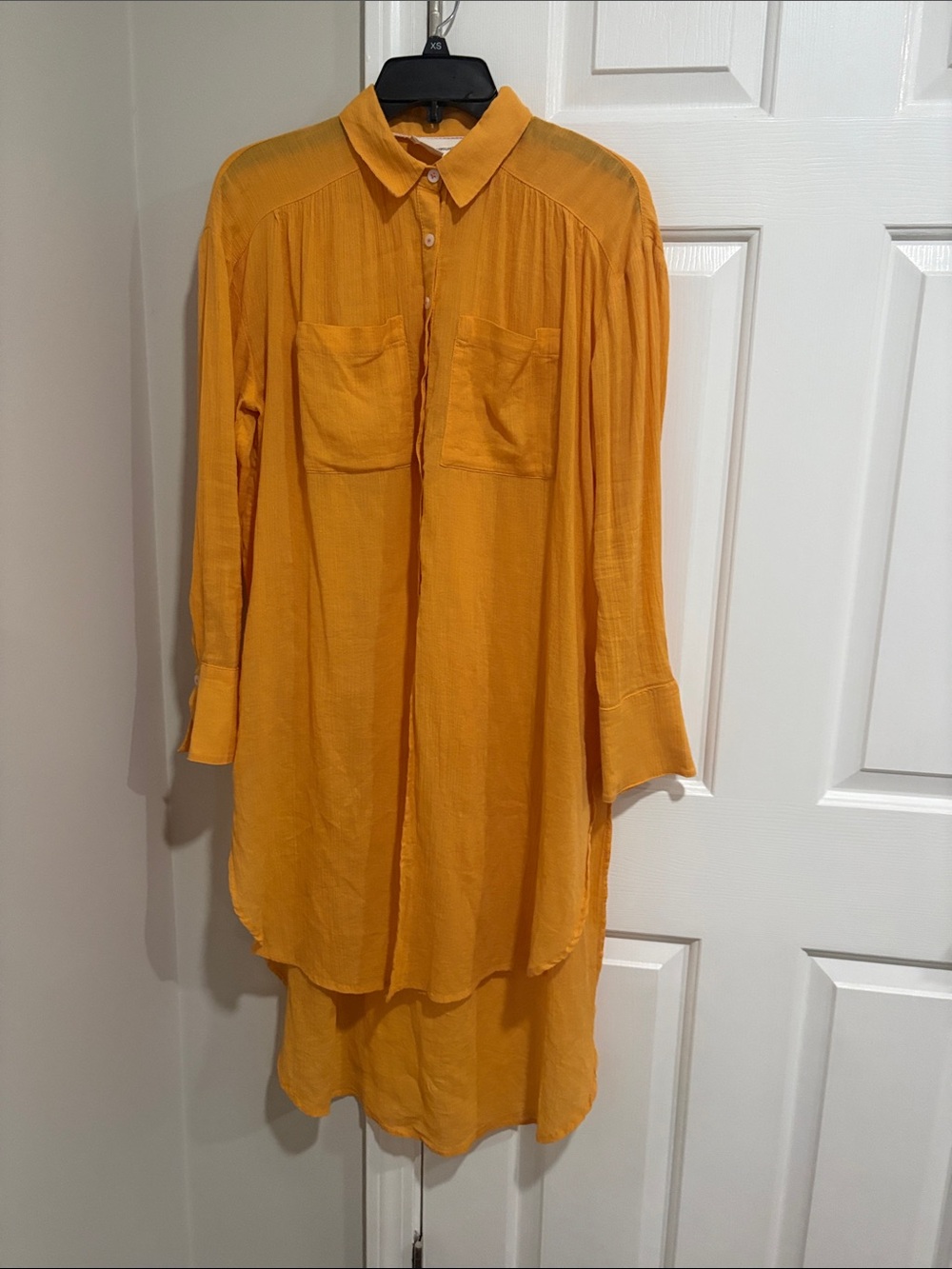 Anthropologie Women's Button-Front Longline Crepe Shirt